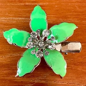 Cute hair clip high end crystals  green